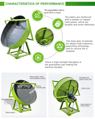 1200*950*1300mm Pan Granulator Disc für die Produktion von hochwertigen organischen Düngemitteln